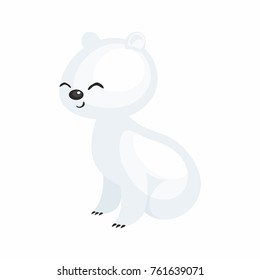 The image of a cute cartoon polar bear. Vector illustration.