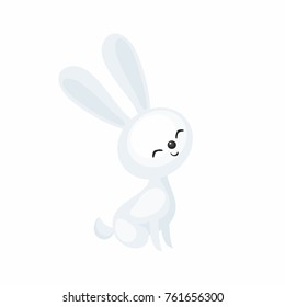 The image of a cute cartoon polar hare. Vector illustration.