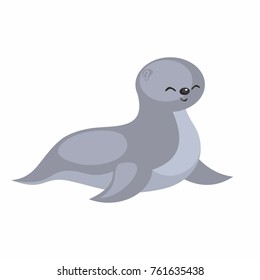 The image of a cute cartoon seal. Vector illustration.