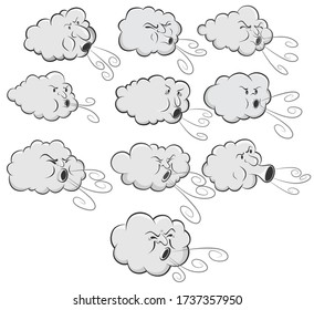 An image of a Cute Cloud Blowing Wind set.