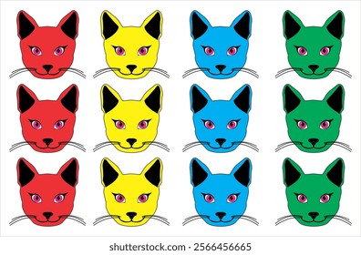 image of a cute colorful cat pattern