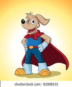 Image of a cute dog in superhero costume. Suitable for product mascot or just web usage. See my portfolio for other cute animal character