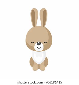 The image of cute little rabbit in cartoon style. Vector children’s illustration. 