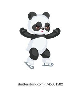 The image of a cute Panda in a cartoon style. Children vector illustration on white background.