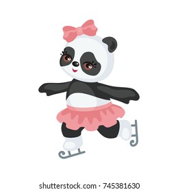 The image of a cute Panda in a cartoon style. Children vector illustration on white background.