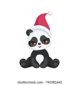 The image of a cute Panda in a cartoon style. Children vector illustration on white background.