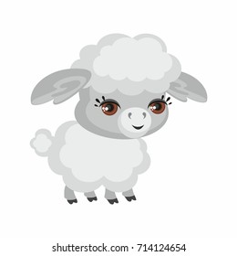 The image of cute sheep in cartoon style. Vector children’s illustration.