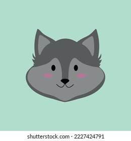 Image of a cute wolf. Vector illustration