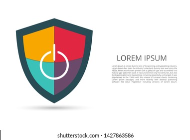 Image of cyber security concept. Illustrates the idea of including secure loading or loading information in the form of lines and shapes. Red, yellow, turquoise, gray. Antivirus, company logo.