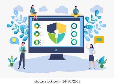 Image of cyber security concept. Illustrates the idea of cybersecurity or privacy. Vector colorful illustration