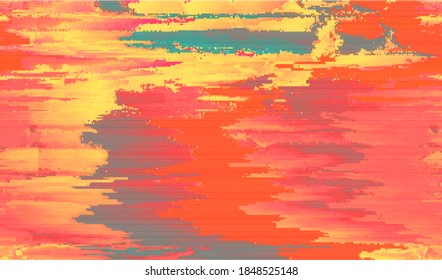 Image of a damaged video signal of a broken VHS player. Abstract background pixel glitch texture. Vector illustration.
