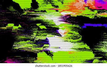 Image of a damaged video signal of a broken VHS player. Abstract background pixel glitch texture. Digital distortion noise. Vector illustration.
