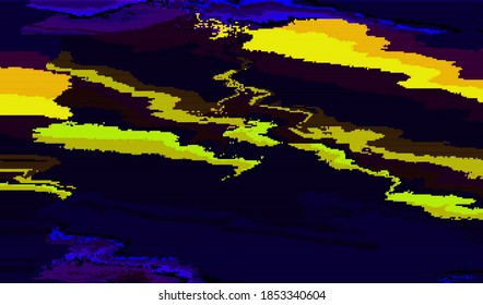 Image of a damaged video signal of a broken VHS player. Abstract background pixel glitch texture. Digital distortion noise. Vector illustration.
