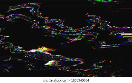 Image of a damaged video signal of a broken VHS player. Abstract background pixel glitch texture. Digital distortion noise. Vector illustration.
