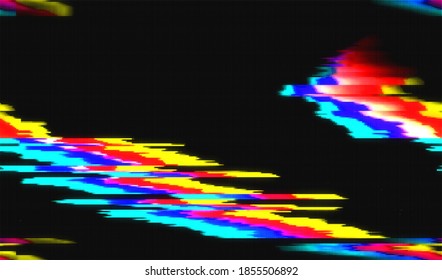 Imagen de una señal de video dañada de un reproductor de VHS roto. Resumen de la textura del brillo del píxel de fondo. Ruido de distorsión digital. Ilustración vectorial.
