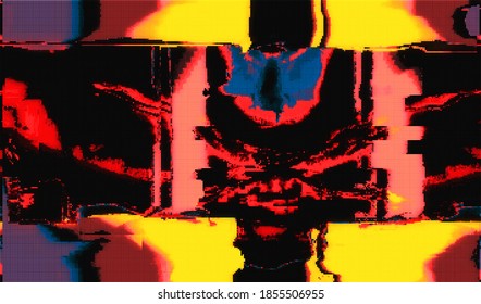 Image of a damaged video signal of a broken VHS player. Abstract background pixel glitch texture. Vector illustration.
