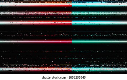 Imagen de una señal de video dañada de un reproductor de VHS roto. Ruido de distorsión digital. Ilustración vectorial.
