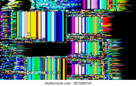 Image of a damaged video signal of a broken VHS player. Abstract background pixel glitch texture. Digital distortion noise. Vector illustration.

