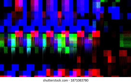 Image of a damaged video signal of a broken VHS player. Abstract background pixel glitch texture. Vector illustration.

