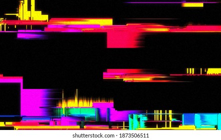 Image of a damaged video signal of a broken VHS player. Abstract background pixel glitch texture. Vector illustration.
