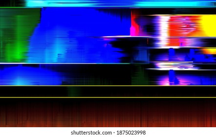 Image of a damaged video signal of a broken VHS player. Abstract background pixel glitch texture. Digital distortion noise. Vector illustration.
