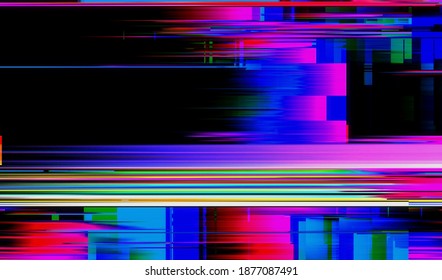 Image Of A Damaged Video Signal Of A Broken VHS Player. Abstract Background Pixel Glitch Texture. Horizontal Television Distortion. Vector Illustration.
