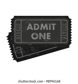 Image of dark gray admission tickets isolated on a white background.