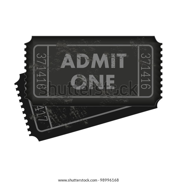 Image of dark gray admission tickets isolated
on a white background.