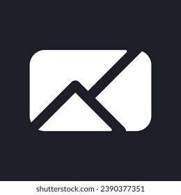 Image dark mode glyph ui icon. Visual media file. Send picture. User interface design. White silhouette symbol on black space. Solid pictogram for web, mobile. Vector isolated illustration