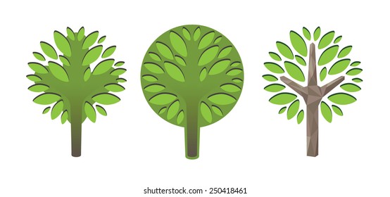 Image of deciduous trees. Vector format without transparency and effects.