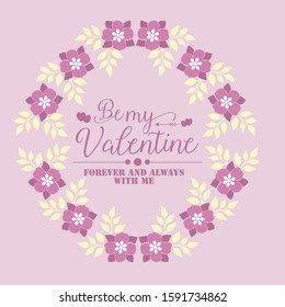 Image decor happy valentine of unique, with pink floral frame and leaf white. Vector