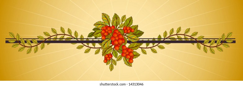 The image of a decorative element with berries and leaves