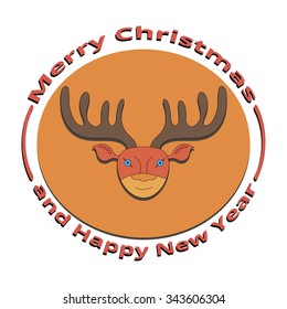 the image of a deer on Christmas and New Year, on a white background