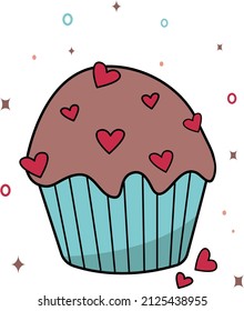 The image of a delicious cake with icing for Valentine's Day, birthday, wedding party decor, website, mobile application, icons, postcards, children's and cookbooks, advertising.