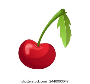 Image of delicious fruits. This illustration of a mouth-watering cherry boasts a colorful and vibrant design that combines cartoon design elements. Vector illustration.