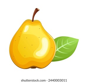 Image of delicious fruits. This sweet pear shows the perfect harmony between illustration and cartoon on a white background. Vector illustration.