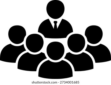 An image depicting a group of people, with one individual standing out in the front, possibly indicating leadership or prominence.