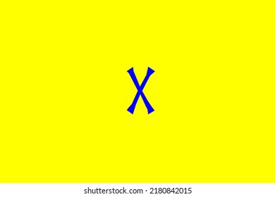 image depicting a rune in the center on a yellow background and a blue subject, in this case the rune is Gebo