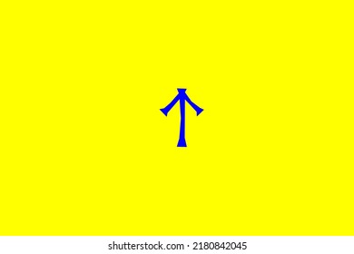 image depicting a rune in the center on a yellow background and a blue subject, in this case the rune is Teiwaz