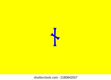 image depicting a rune in the center on a yellow background and a blue subject, in this case the rune is Nauthiz