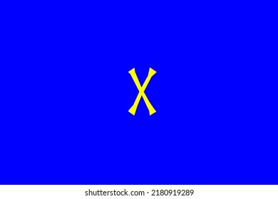image depicting a rune in the center on a blue background and a yellow subject, in this case the rune is Gebo
