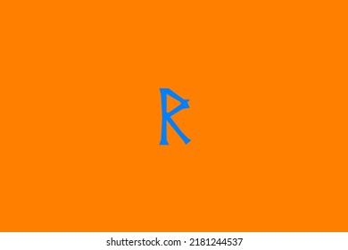 image depicting a rune in the center on an orange background and a celestial subject, in this case the rune is Raido