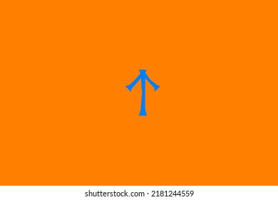 image depicting a rune in the center on an orange background and a celestial subject, in this case the rune is Teiwaz