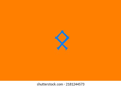 image depicting a rune in the center on an orange background and a celestial subject, in this case the rune is Othila