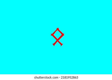 image depicting a rune in the center on a light celestial background and a red subject, in this case the rune is Othila