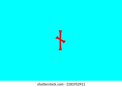 image depicting a rune in the center on a light celestial background and a red subject, in this case the rune is Nauthiz