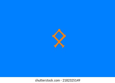 image depicting a rune in the center on a celestial background and an orange subject, in this case the rune is Othila