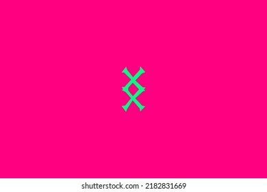 image depicting a rune in the center on a pink background and sea water subject, in this case the rune is Inguz