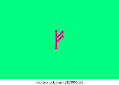 image depicting a rune in the center on a sea water background and sea pink subject, in this case the rune is Fehu