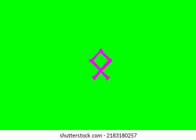 image depicting a rune in the center on a green background and a fuchsia subject, in this case the rune is Othila